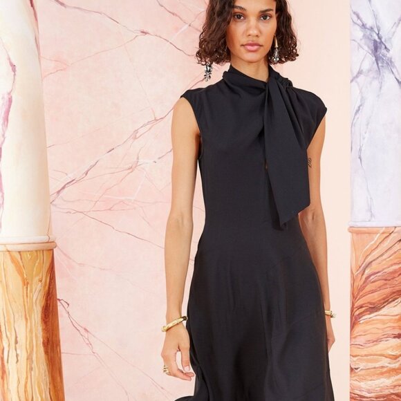 NWOT ULLA JOHNSON Leena Midi Dress in Noir S $545 - Picture 7 of 14